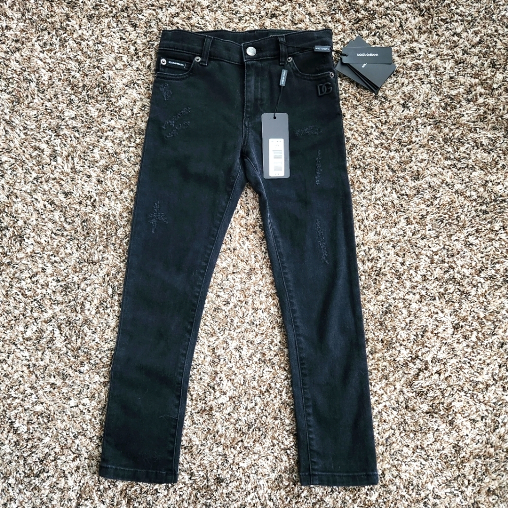 Boys Dolce Gabbana Black Distressed Jeans size 8